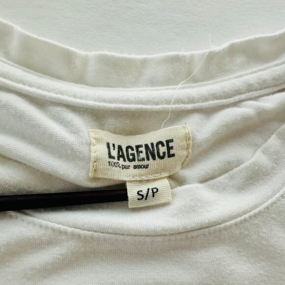 L'Agence Ressi Fitted Tee White Size Small Crewneck Smooth Fit Classic Minimal - Picture 3 of 6
